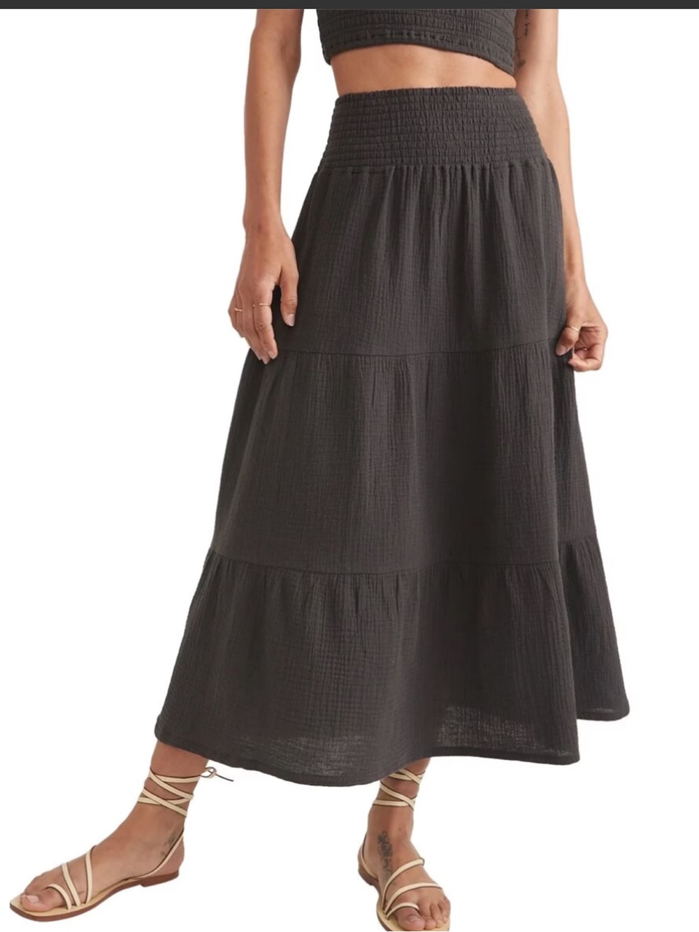 Marine Layer Corrine Double Cloth Maxi Skirt-Black-NWT